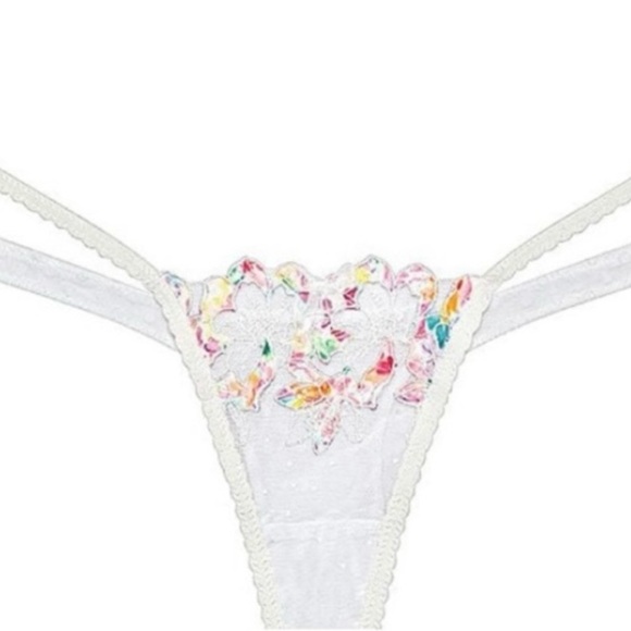 For Love and Lemons Outline Floral Thong Panty Size XXSmall - Picture 4 of 9